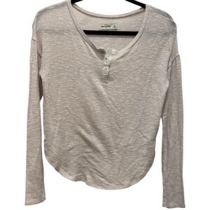 Abercrombie Kids Cream Long Sleeve Henley Button Sweater Girl’s Large